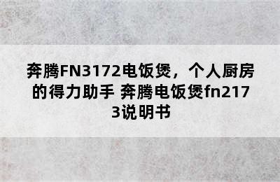 奔腾FN3172电饭煲，个人厨房的得力助手 奔腾电饭煲fn2173说明书